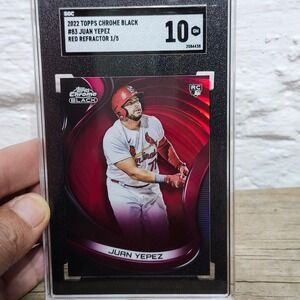 2022‎ Topps Chrome Black Juan Yepez #83 Red Refractor 1/5 SGC 10 Rookie Card